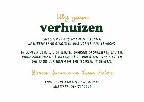 Verhuiskaart nieuwe woning oud nieuw sleutel foto's goud 3