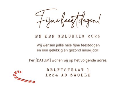 Verhuiskaart snoep gingerbread huisje koekjes ho ho ho 3