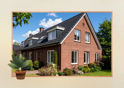 Verhuiskaart voor gezin met 4 verhuisdozen met gezichtjes 2