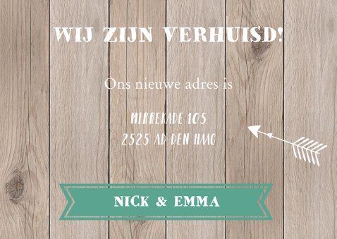 Verhuiskaart "wij zijn verhuisd" foto & houtlook 3