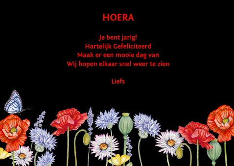 Verjaardag klaprozen krijtbord 3