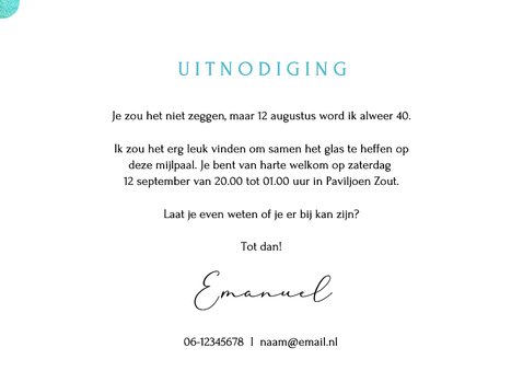 Verjaardag uitnodiging foto man confetti 3