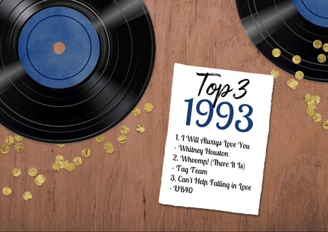 Verjaardagskaart 30 jaar retro muziek vinyl LP speler 2