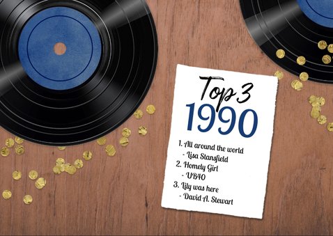 Verjaardagskaart 30 jaar retro muziek vinyl LP speler 2