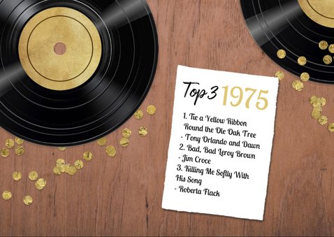 Verjaardagskaart 50 jaar retro muziek vinyl LP speler 2