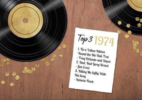 Verjaardagskaart 50 jaar retro muziek vinyl LP speler  2