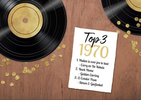 Verjaardagskaart 50 jaar retro muziek vinyl LP speler 2