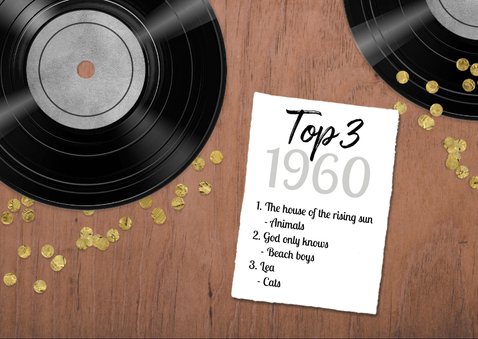 Verjaardagskaart 60 jaar retro muziek vinyl LP speler 2