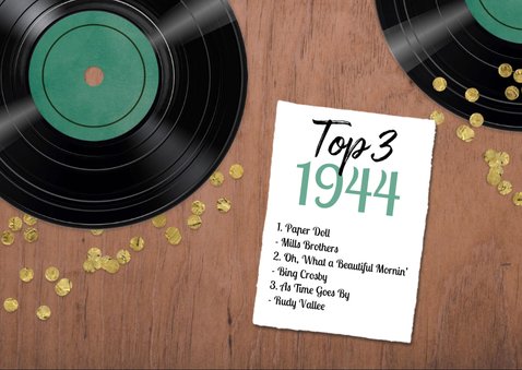 Verjaardagskaart 80 jaar retro muziek vinyl LP speler 2