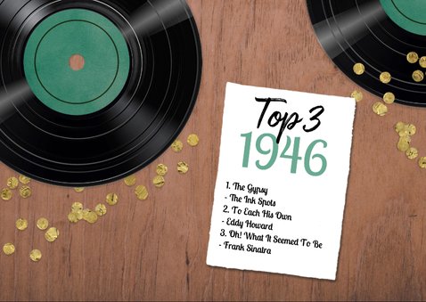 Verjaardagskaart 80 jaar retro muziek vinyl LP speler 2