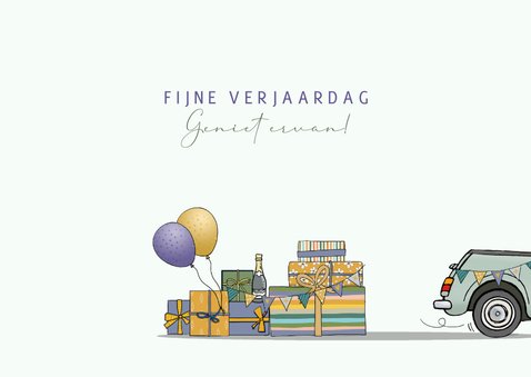 Verjaardagskaart auto en aanhanger 3