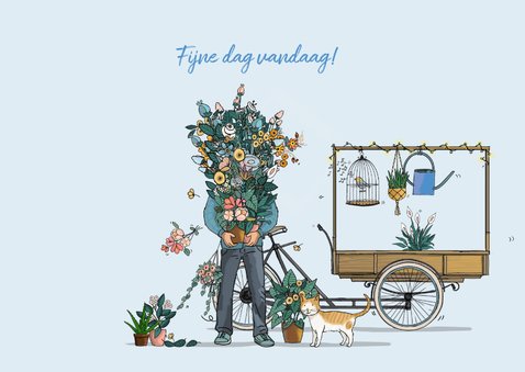 Verjaardagskaart bakfiets met bloemen 3