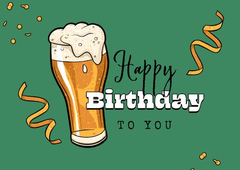 Verjaardagskaart confetti bier cheers verjaardag 2