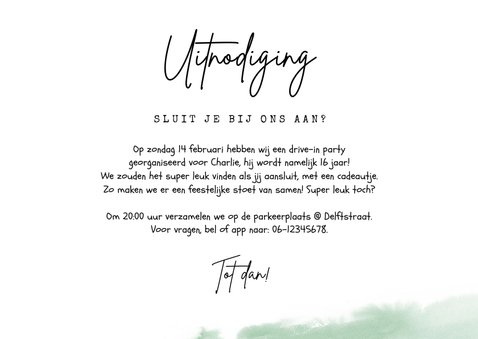 Verjaardagskaart drive in corona feestje stoet 3