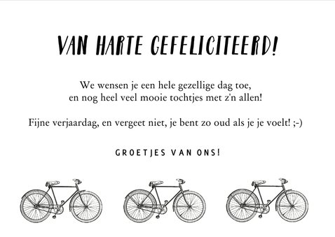 Verjaardagskaart fietsen wielrennen - niet oud maar vintage 3