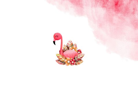 Verjaardagskaart flamingo met foto en waterverf 2