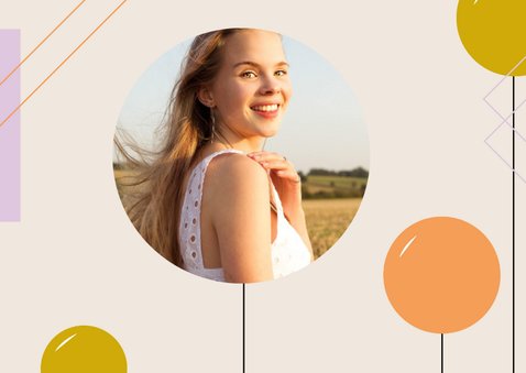 Verjaardagskaart happy birthday ballonnen geometrie 2