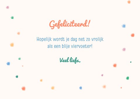 Verjaardagskaart hond met vlaggetjes 3