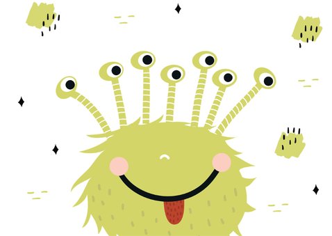 Verjaardagskaart jongen groen monster 2