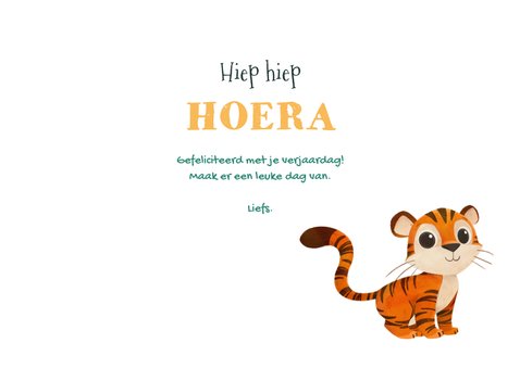 Verjaardagskaart kind jungle giraf zebra ballonnen tijger 3