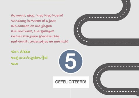 Verjaardagskaart kind met auto's 3