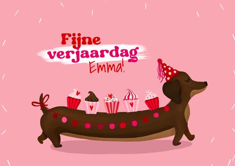 Verjaardagskaart Lang zal je leven met Teckel hond. 2