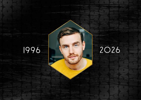 Verjaardagskaart man 30 jaar stoer 1996 typografisch 2