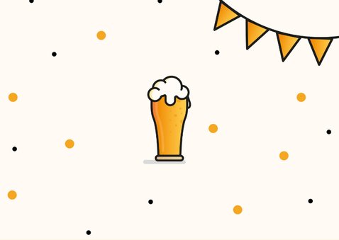 Verjaardagskaart man bier Happy Beerthday slingers confetti 2
