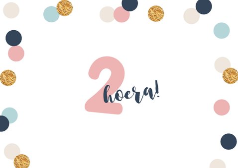 verjaardagskaart meisje confetti goud vrolijk 2