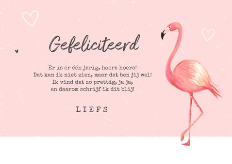 Verjaardagskaart meisje flamingo slingers hartjes foto 3