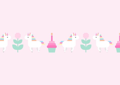 Verjaardagskaart met feestende unicorns en foto 2