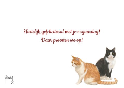 Verjaardagskaart met katten in herfstsfeer 3
