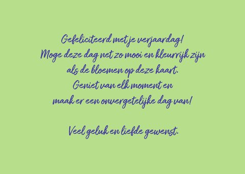 Verjaardagskaart met teksten Violen en zomerbloemen 3
