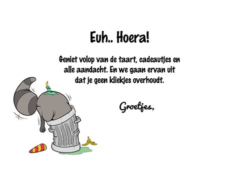 Verjaardagskaart met wasbeer en afvalbak 3