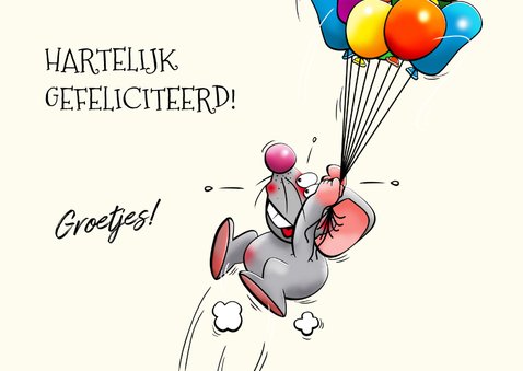 Verjaardagskaart muizen feliciteren met ballonnen 3