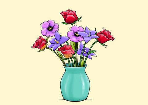 Verjaardagskaart olifant en muis met bloemen 2