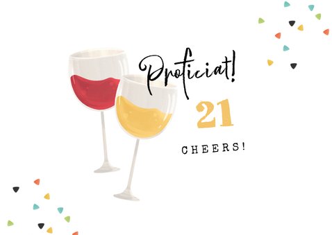 Verjaardagskaart proost wijn confetti gefeliciteerd 2