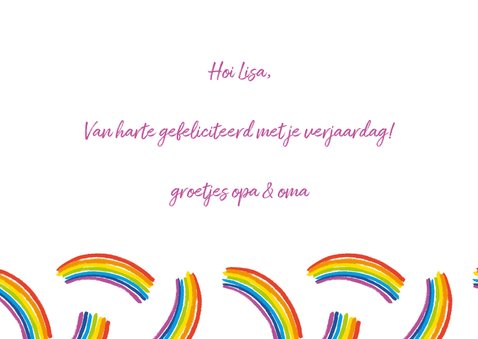 Verjaardagskaart regenbogen met foto 3