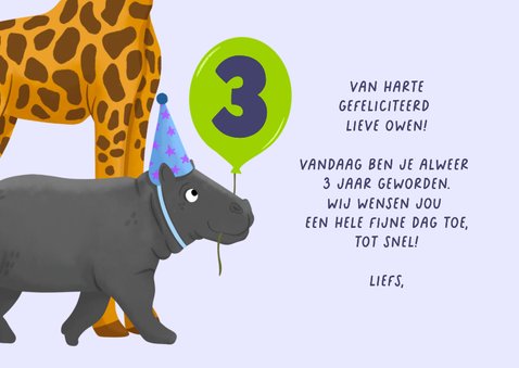 Verjaardagskaart rennende dieren 3