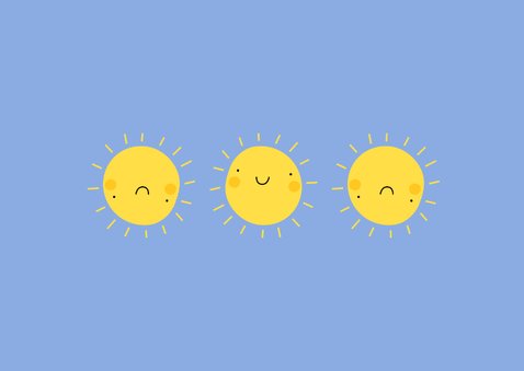 Verjaardagskaart smiley zonnetjes stralende verjaardag 2