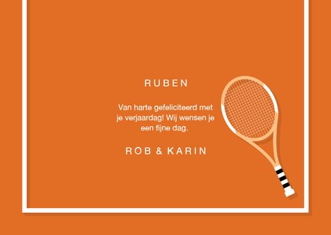 Verjaardagskaart sportieve felicitatie tennis 3
