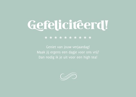 Verjaardagskaart tegoedbon high tea thee kopjes coupon 3