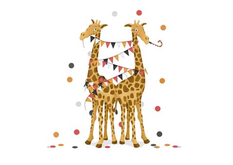 Verjaardagskaart tweeling dubbel feest giraffen  2