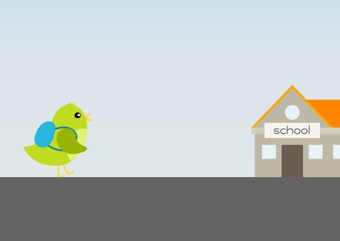 verjaardagskaart vogel jongen gaat naar school - DD 3