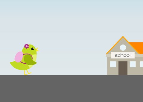 verjaardagskaart vogel meisje gaat naar school - DD 3