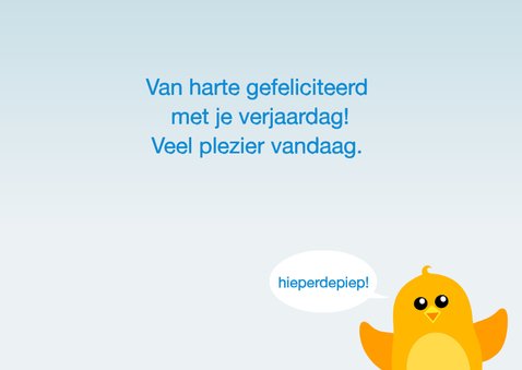 Verjaardagskaart vogel met taart jongen - DD 3