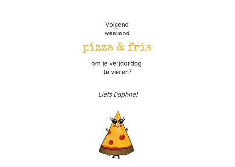 Verjaardagskaart voor pizzaliefhebbers met slinger van pizza 3