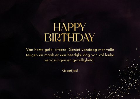 Verjaardagskaartje happy birthday stijlvol donkerpaars goud 3