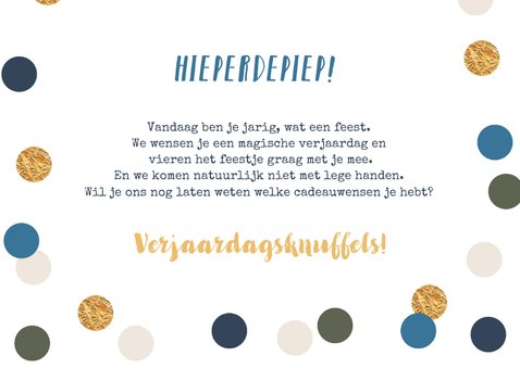 Verjaardagskaartje kusje op je wang confetti in je haar 3