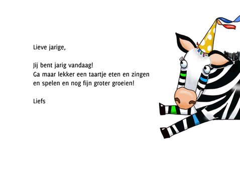 Verjaardagskaartje vliegende zebra 3